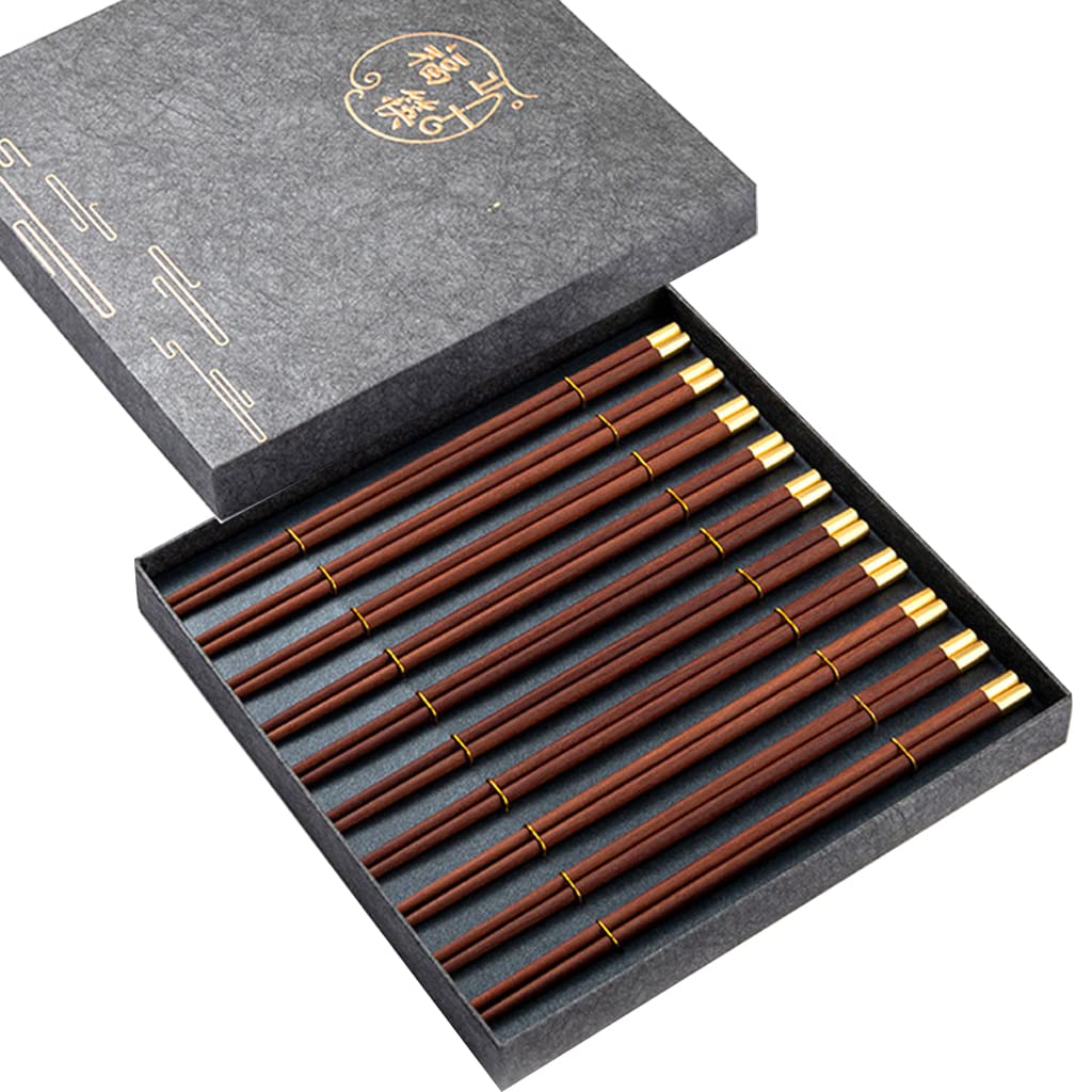 Coffret cadeau de baguettes réutilisables en bois avec étui, baguettes japonaises, baguettes chinoises de luxe en bois naturel, baguettes à sushi antidérapantes, baguettes lavables au lave-vaiss