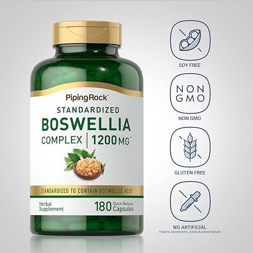 Miniatura 3 de Piping Rock Cápsulas de extracto de Boswellia | 1200 mg | 180 unidades | Suplemento de hierbas | Complejo estandarizado | Sin OMG, sin gluten