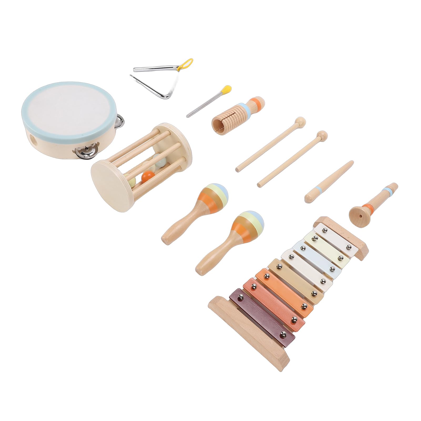 Fabater Giocattolo a Percussione Musicale in Legno, Materiale in Legno di Faggio Sicuro per i Bambini Strumenti a Percussione in per Bambini, Strumento Musicale per con 13 Accessori per la