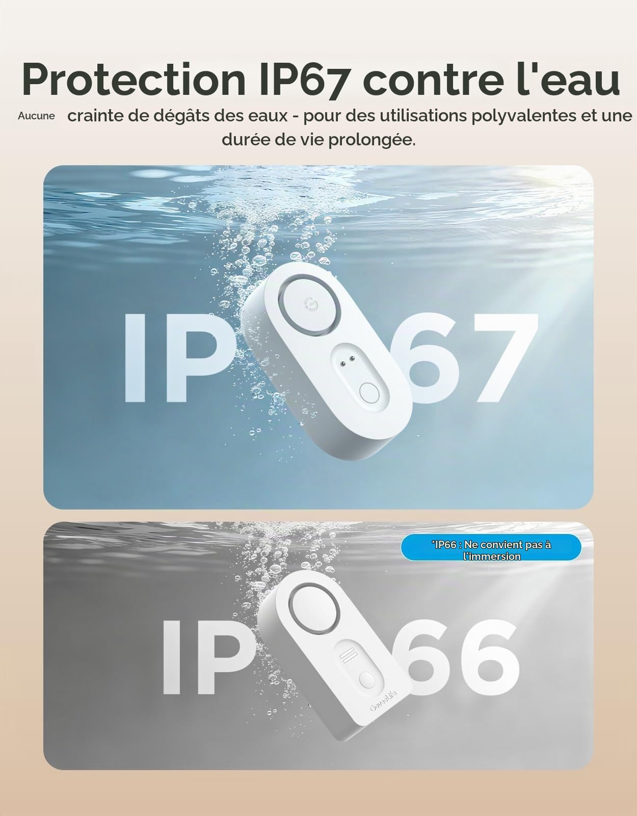 GoveeLife Lot de 5 détecteurs d'eau intelligents 1s avec portée ultra de 550 m, capteur d'eau Wi-Fi avec push e-mail/application et alarme acoustique, durée de vie de la batterie de 5 ans, convient