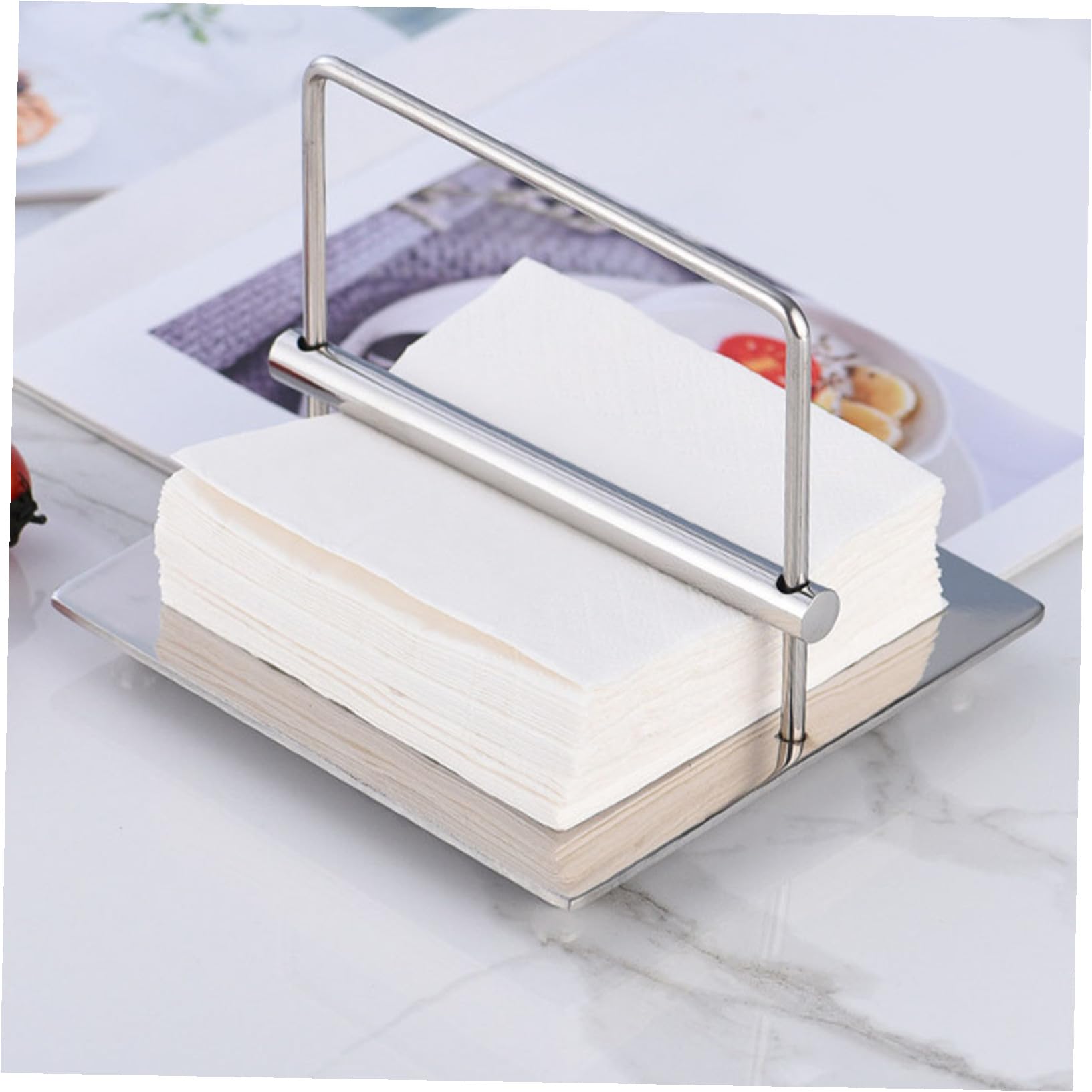 Soporte Para Servilletas De Papel Inoxidable Plateado, Compacto y Estable, Estante Para Pañuelos De Escritorio, Dispensador Multifuncional Para Hogar, Hoteles y Restaurantes