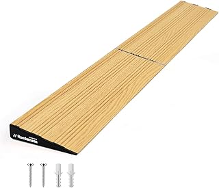Ruedamann 1" Rise Modular Threshold Ramp for Doorways, 2200 lbs Capacity, Warm Light Wood