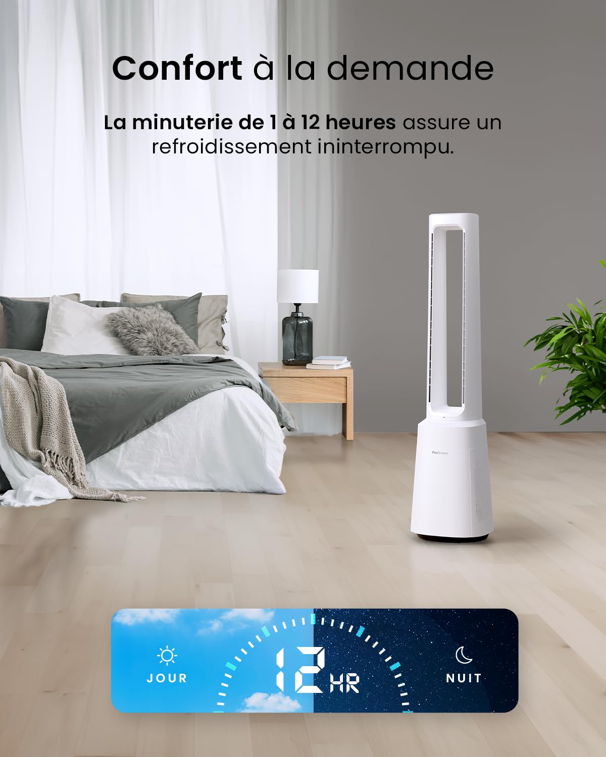 Pro Breeze OmniAir Ventilateur Colonne Purificateur d'Air, Ventilateur Sans Pale 105cm Silencieux, Tour avec Filtre HEPA, Télécommande, 10 Vitesses, Oscillation 75°, Ventilateur Sans Lame