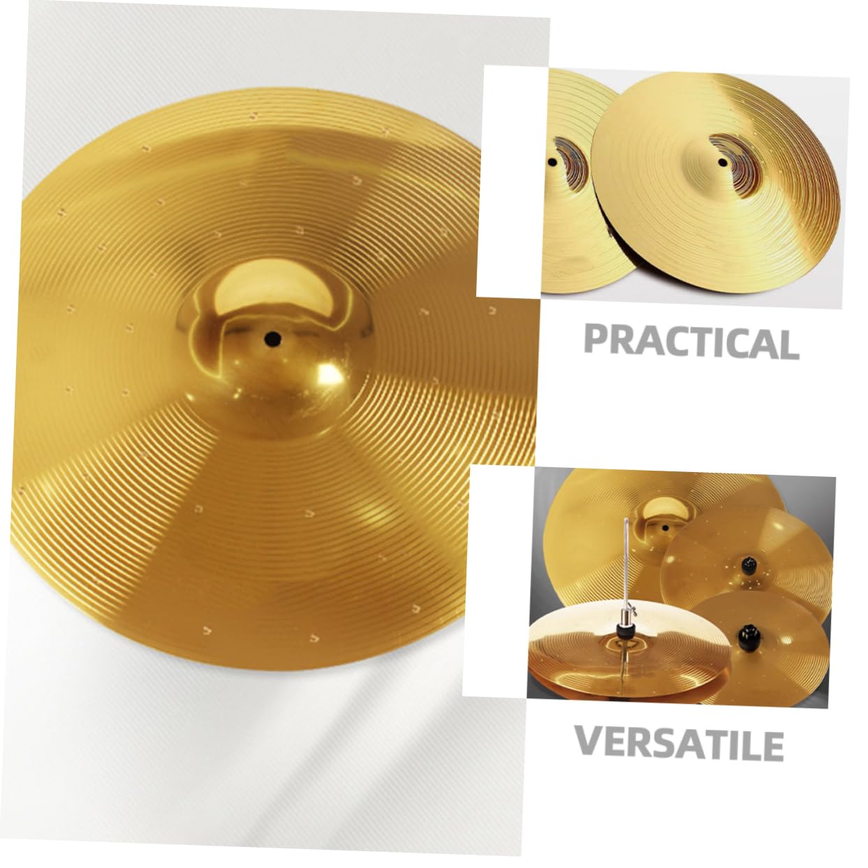 Generic 2piezas Platillo De Tambor De Metal Jazz Accesorios De Batería Prácticos y Ligeros Platillo Crash Para Principiantes y Músicos Diseño Seguro y Portátil