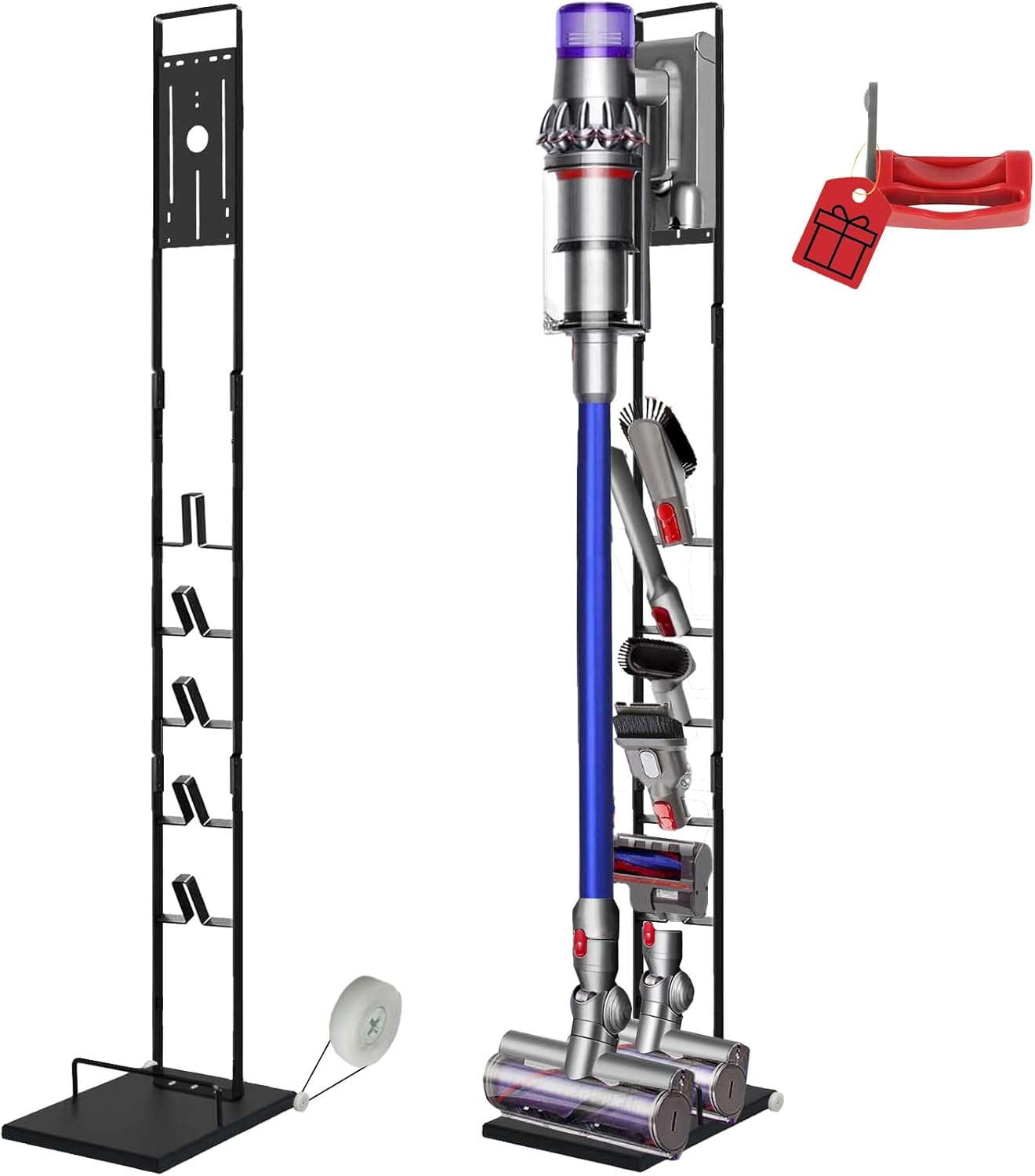 Vacuum Stand Compatible with Dyson V15 V11 V10 V8 V7 V6 with Wheels,Heavy Base Metal Bracket Holder, Storage Bracket Stand for Dyson Cordless Vacuum Cleaners & Accessories & Attachments