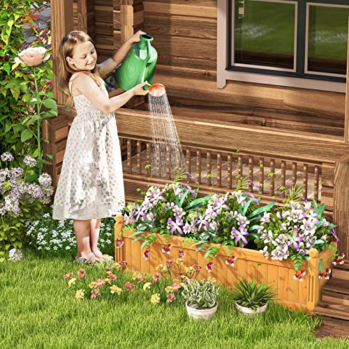 Giantex Raised Garden Bed, Wooden Planter W/Drainage Holes, Rectangular Plant Box For Vegetables Flowers Herbs Fruit Growing, Raised Container For Garden Patio Balcony, Easy Assembly #TOP3