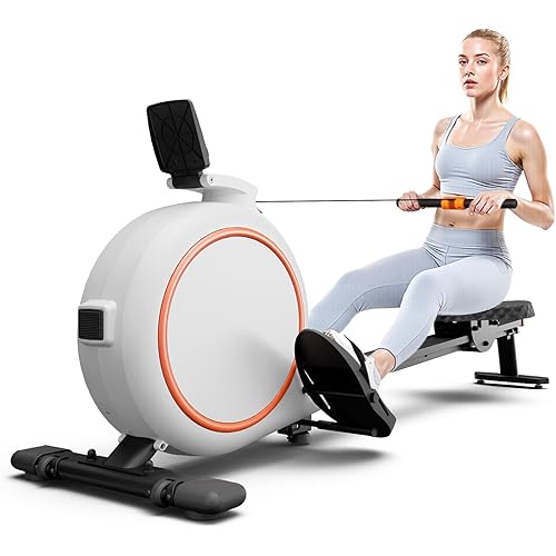 Rowing Machine, Magnetic Rowing Machines for Home with 300lb Weight Capacity, 32-Levels Quiet Adjustable Resistance, Compact Rower Machine with Tablet Holder, Bluetooth&App Compatible