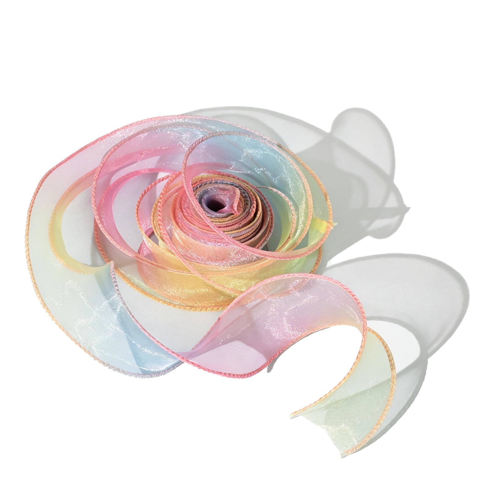 Shensuii 4cm*10 Yard Ribbons for Gift Wrapping, Iridescent Organza Chiffon Ribbon, Sheer Sparkly Fishtail Yarn Gift Ribbons for Wedding Christmas Invitations Bouquet Crafts Decor