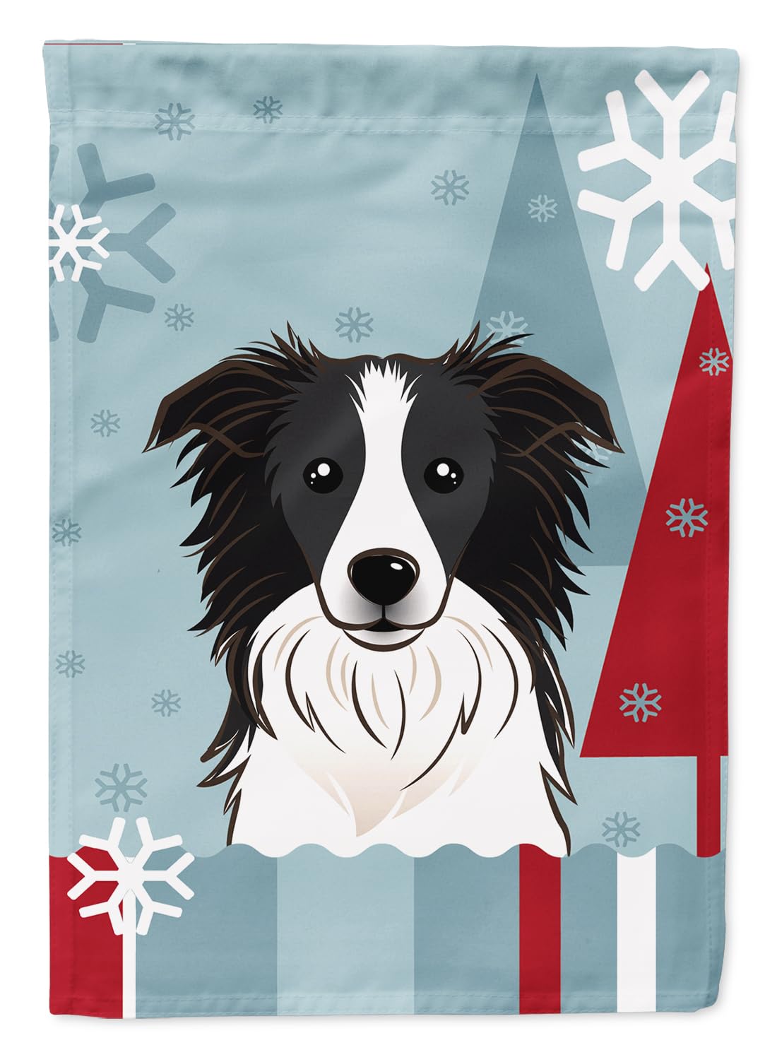 Drapeau de jardin Border Collie petite taille BB1737GF ornement hivernal extérieur multicolore