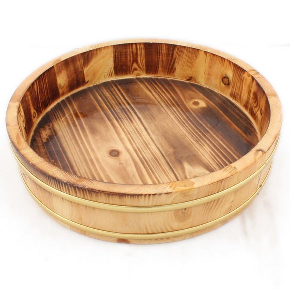 Sanfly Wooden Sushi Rice Bowl Hangiri Sushi Oke Sushi Rice Mixing Tub Tray Rice Mixing Bowl for Restaurant Kitchen