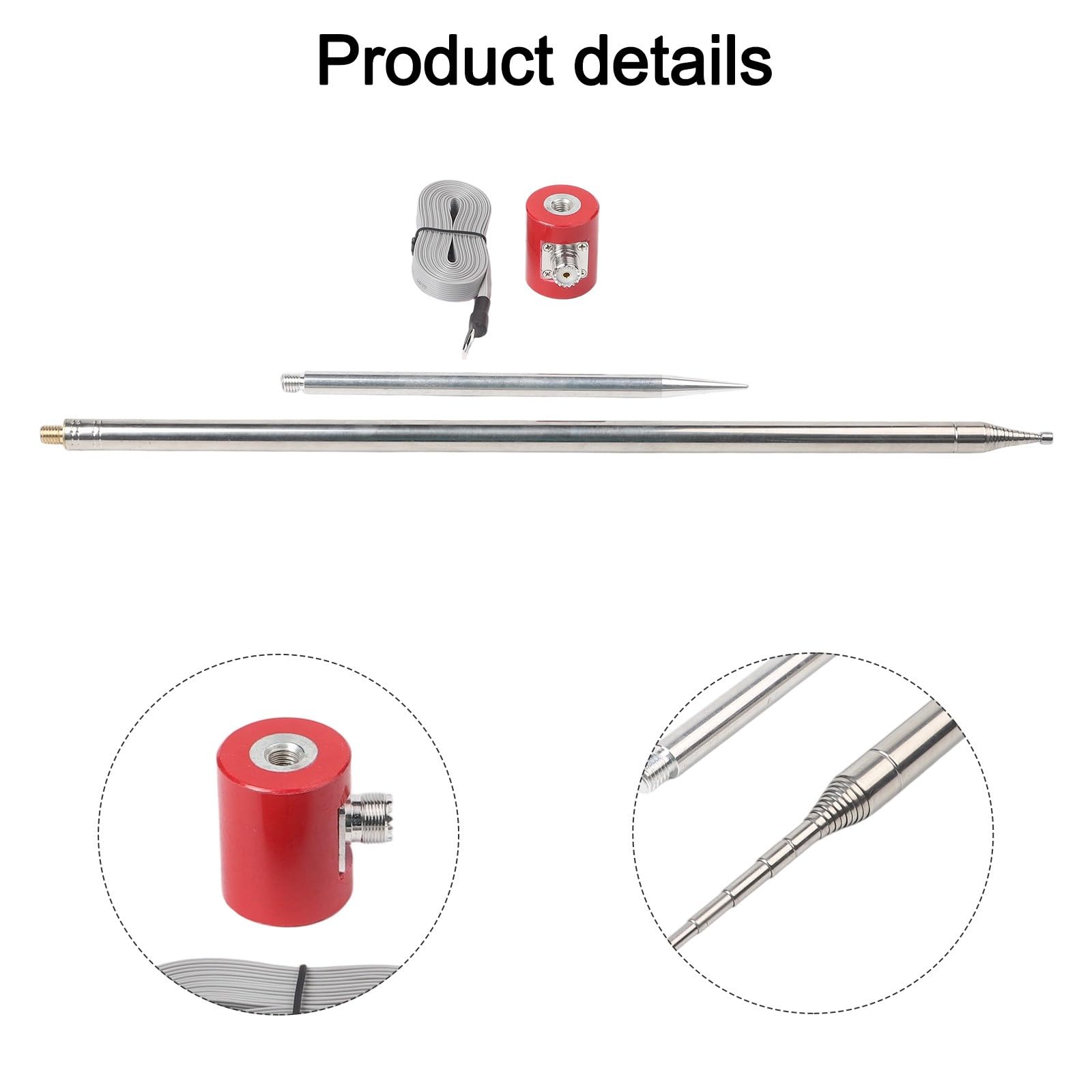 Antenna HF ad alta frequenza (14-30 MHz, testata 300 W, picco 600 W), radiatore telescopico in acciaio inox a lunghezza d'onda 1/4 per radio USDX e QRP, lunghezza estensibile 5 m