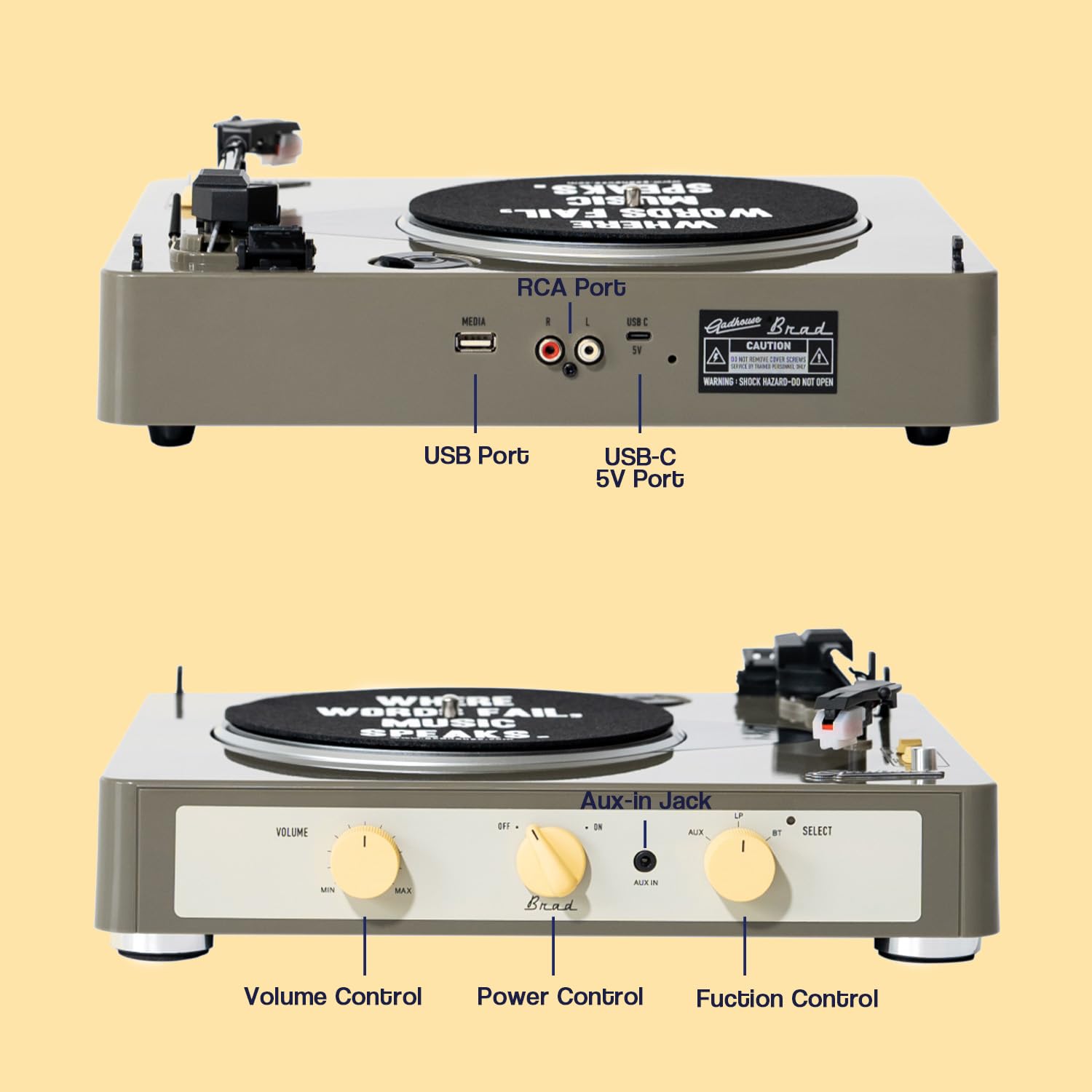 Amazon.co.jp: ハモサ HERMOSA レコードプレイヤーGAD001 Brad Retro