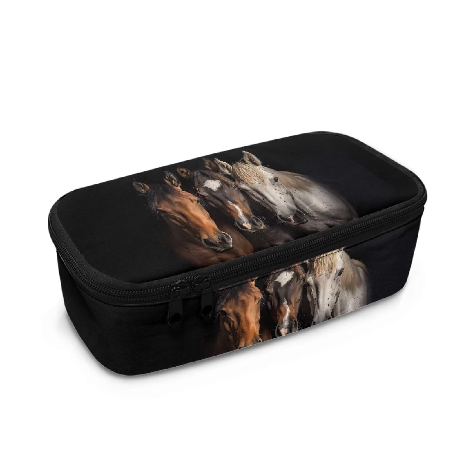 Renewold Horse Large Capacity Pencil Pouch Multi-Slot Pencil Case Organizer Fashion Office Stationery Organizer with Compartments Elementary School Boys and Girls