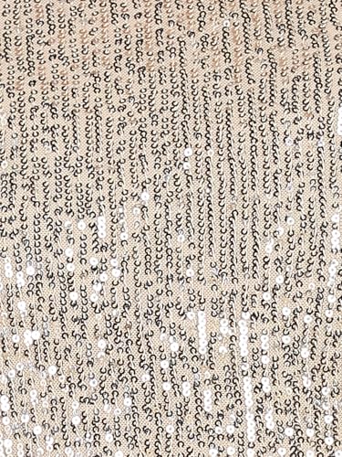 Image of Women's Beige Casual Dazzling Round Neck Embellished Sequin Party Top