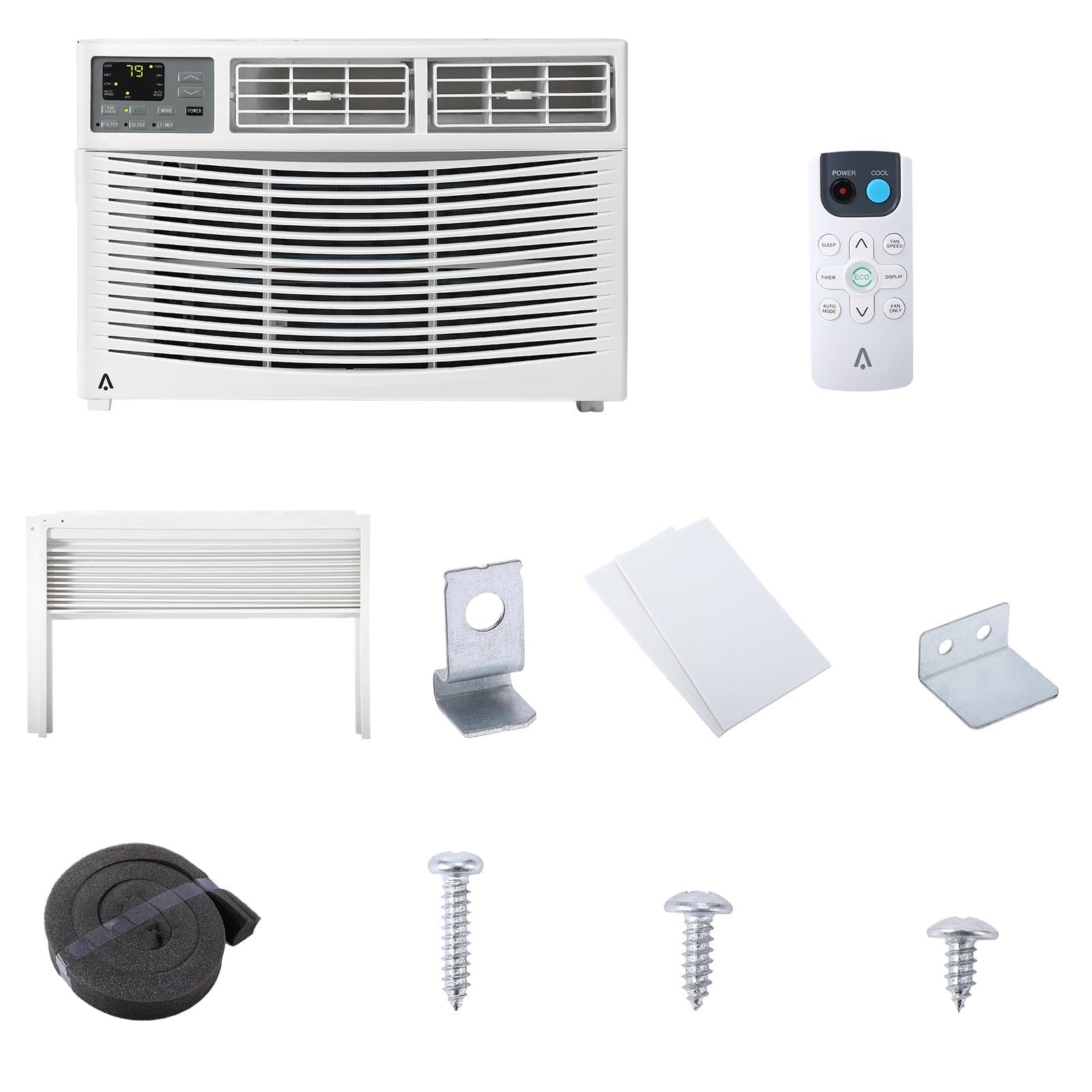 Window Air Conditioner 8,000 BTU, Smart Window AC Unit with WiFi & App Control, 24-Hour Timer, Energy-Saving ECO & Sleep Mode, Quiet Cooling for Rooms