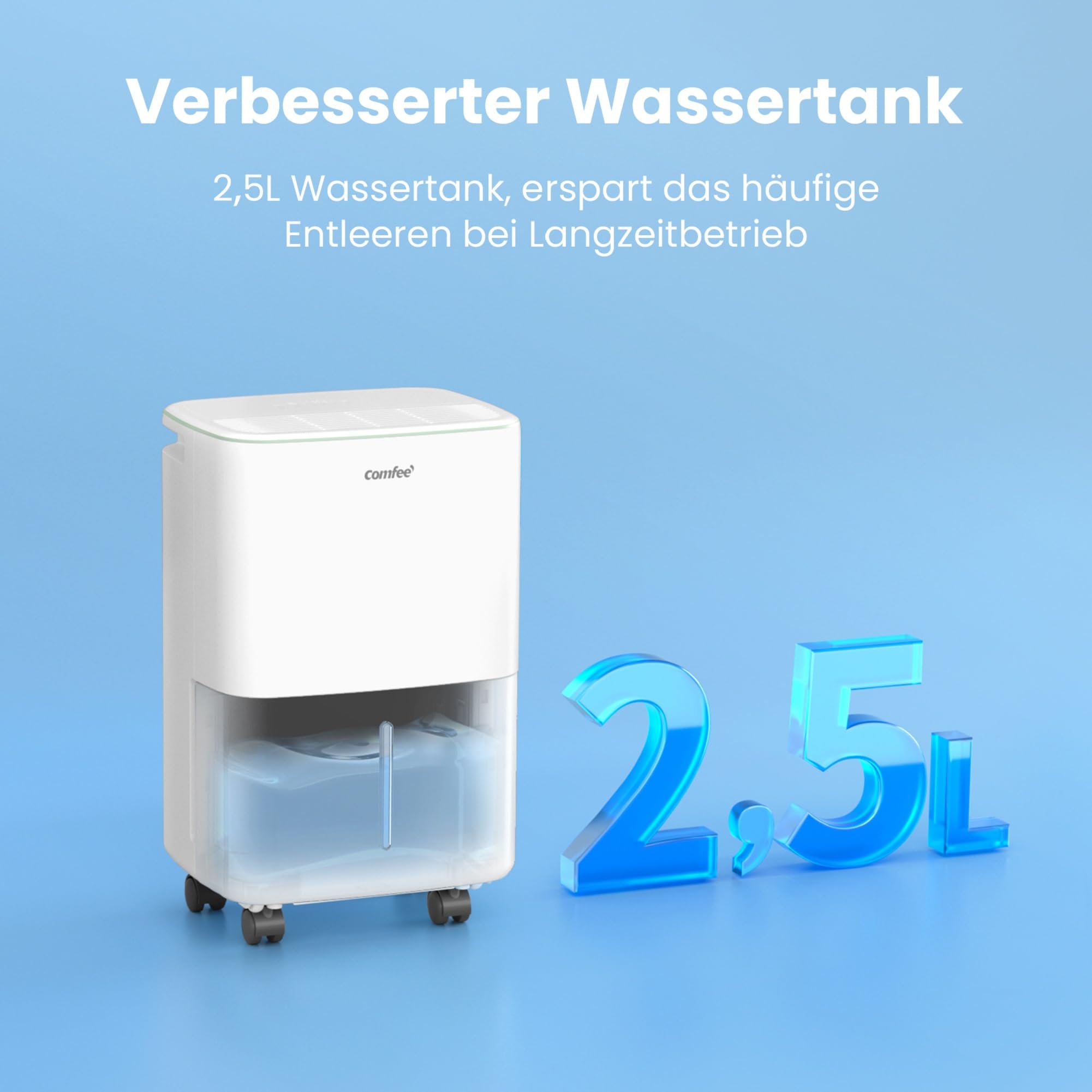 COMFEE Luftentfeuchter 12 Liter/Tag, für Räume bis 50 m³, Automatische Abtauung, Kindersicherung, R290