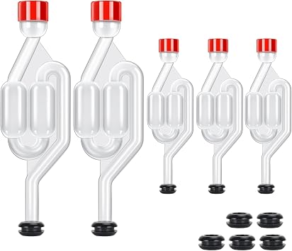Airlocks for Fermenting, 5 Pack S Shape Fermentation Airlock High Transparency Air lock for Fermenting with 10pcs Airlock Grommets Drilled 3/8 Hole for Fermentation Bucket Fermenter Mason Jar