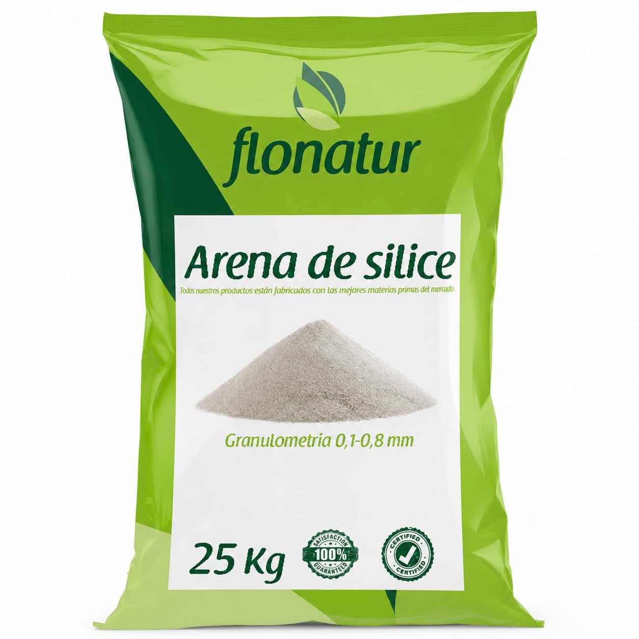 Arena de silice para cesped Artificial, Saco 25kg, Arena de Gatos, pavimentos Decorativos, Deportivos, Pistas de Padel, Futbol. Granulometría 0,1-0,8