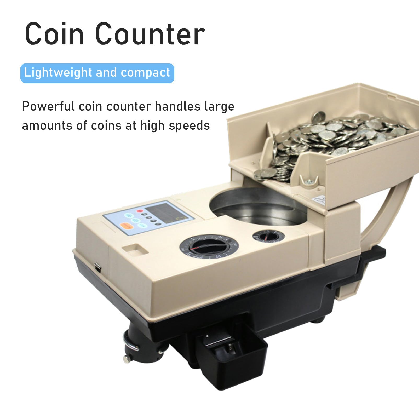 Counter e Strere di Monete Automatiche - velocità di conteggio 1200 Monete/Minuto, Adatto per Il conteggio Sfuso in Negozi, Banche