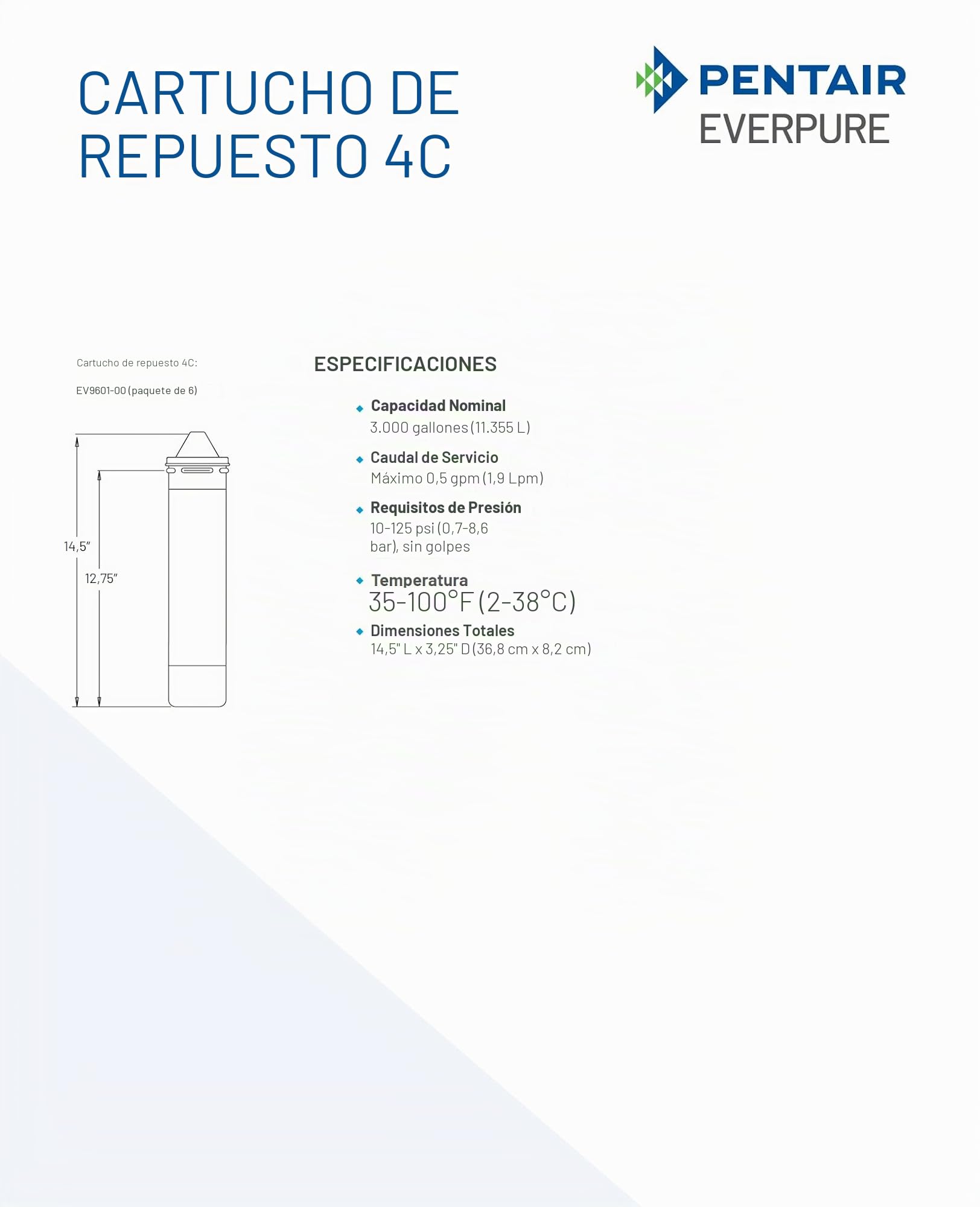 Everpure 4 C – Repuesto – Cartucho para filtros de agua