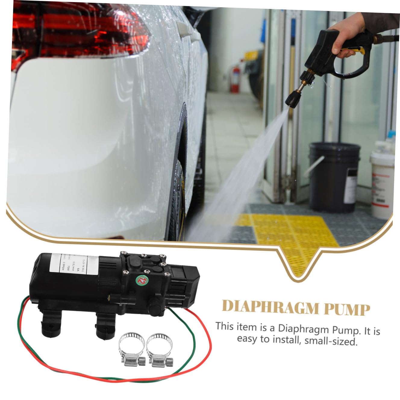 Bomba de Agua de Diafragma Eléctrica 12v 70w Flujo Grande Fácil de Instalar Color Negro para Filtración y Distribución
