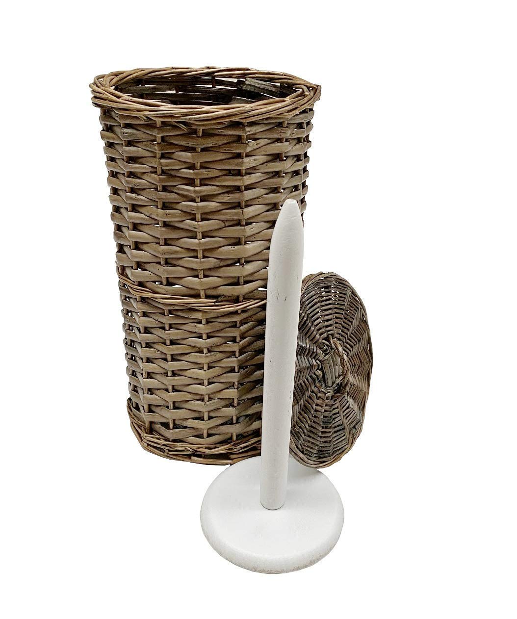 Rattan Wicker Toilet Roll Holder Dispenser Container (Oak)