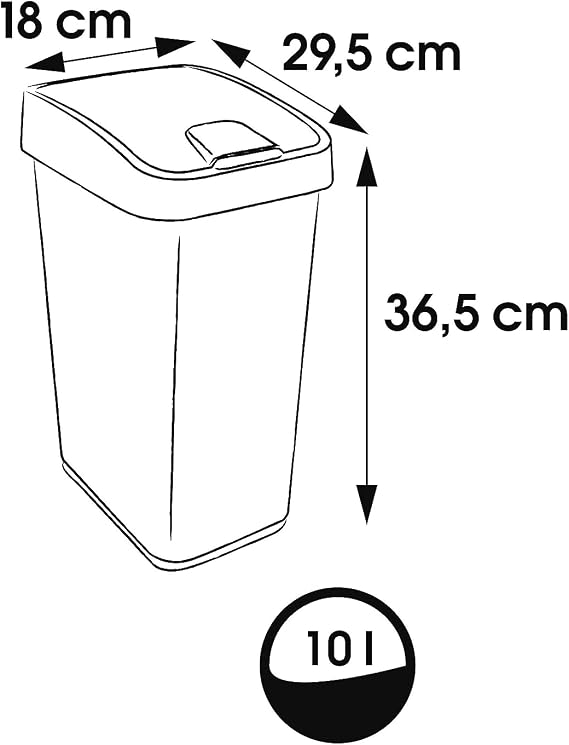 keeeper Premium Waste Bin with Flip Lid, Soft Touch, 10 Litre, Magne, Graphite Grey
