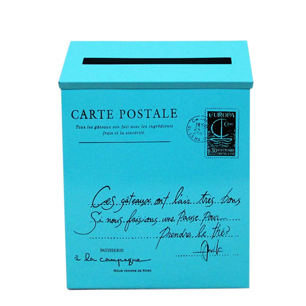 MERISHOPP®Vintage Galvanized Mailbox Letterbox Postbox Newspaper Holder Box Blue|Home & Garden | Home Decor| Key & Letter Holders|1 Piece Mailbox-image-24