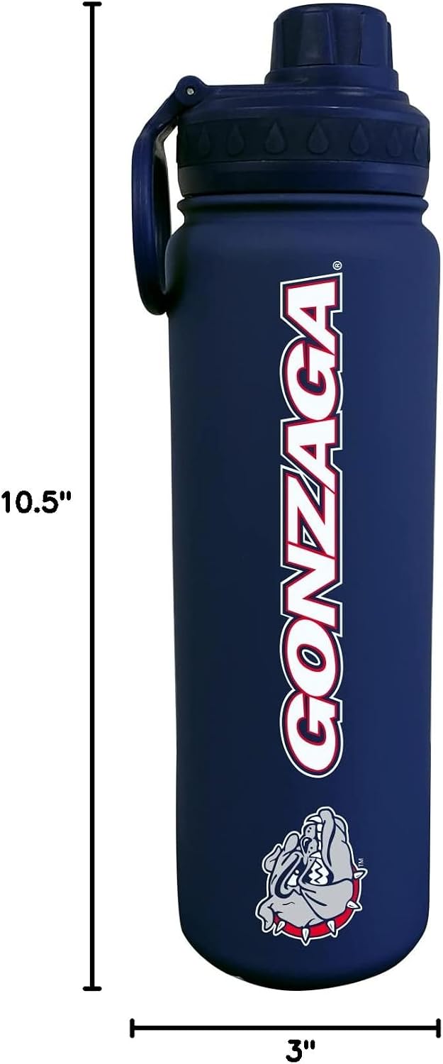 The Fanatic Group Gonzaga University Bulldogs Dual Walled Stainless Steel Sports Bottle, Design 1 - Navy