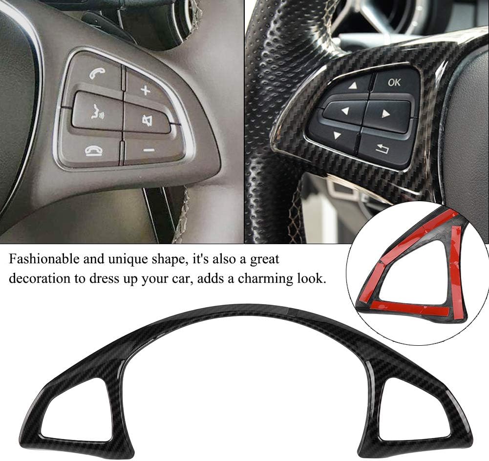 Keenso Car Steering Wheel Frame Cover, Car Steering Wheel Trim Sticker Carbon Fiber Style Interior Frame Trim for C E GLC Class W205 W213 X253
