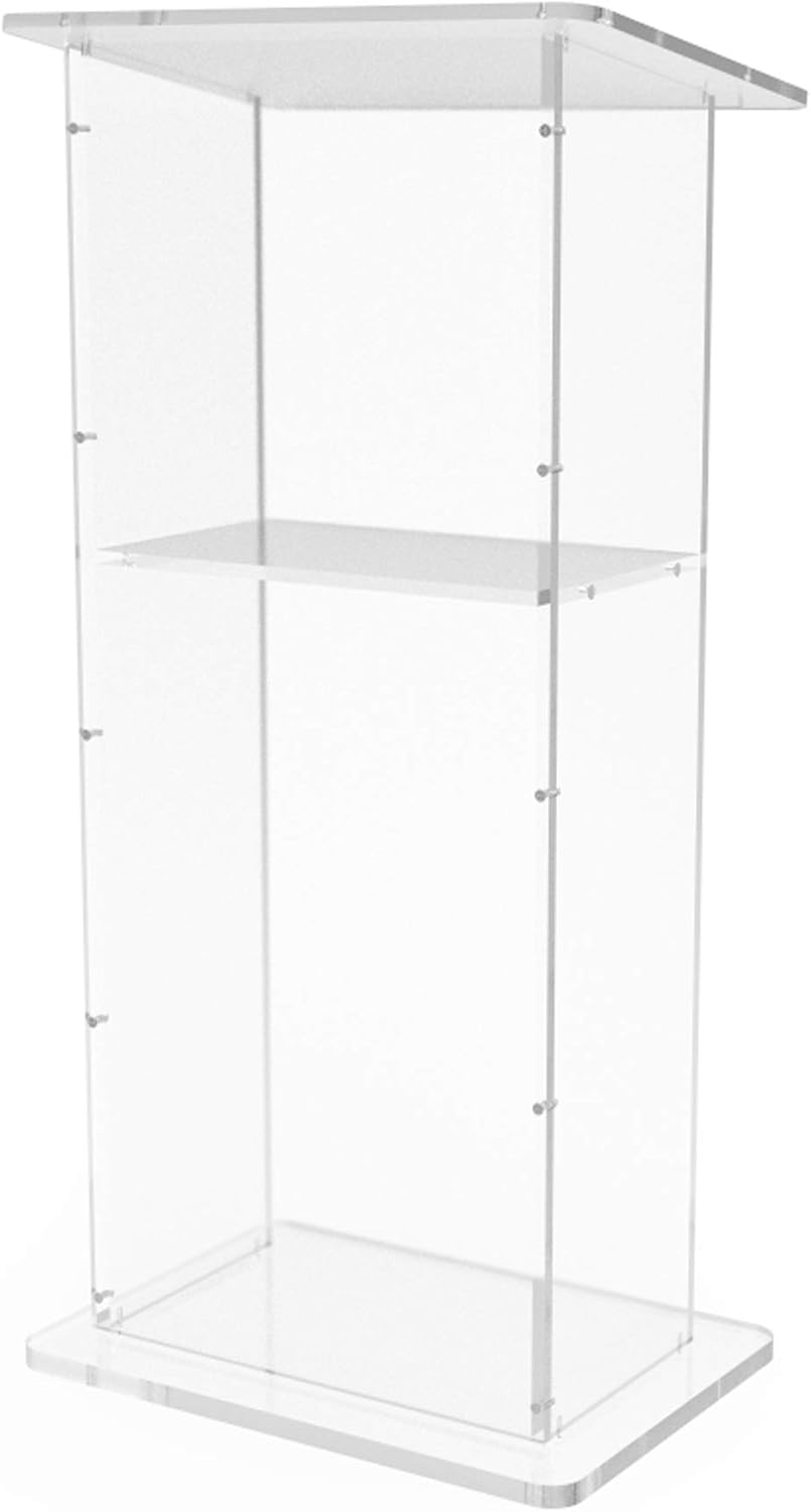 FixtureDisplays® Clear Acrylic Lucite Podium Pulpit Lectern 45" Tall 1803-2 : Church Podium : Office Products