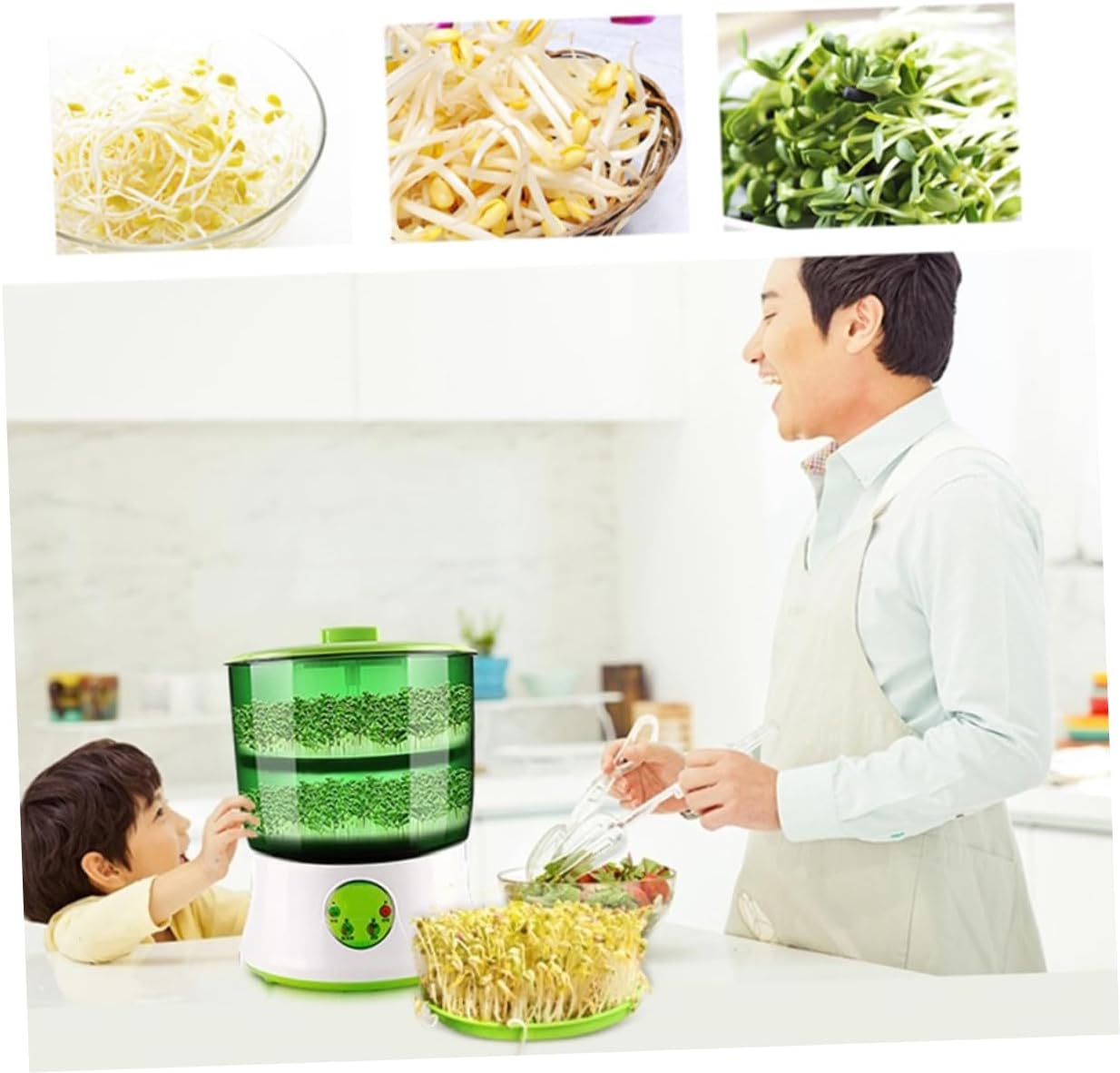 110v Microcomputer-Controlled Dual Sprouting Machine for Home Use Automatic Hydroponic Bean and Maker Temperature Control and Circulation System