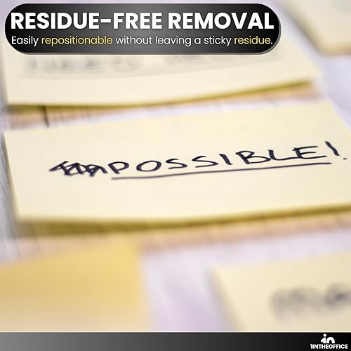 Miniatura 5 de 1InTheOffice Notas adhesivas grandes de 3 x 5, notas adhesivas transparentes, amarillas, 100 hojas, 12 unidades