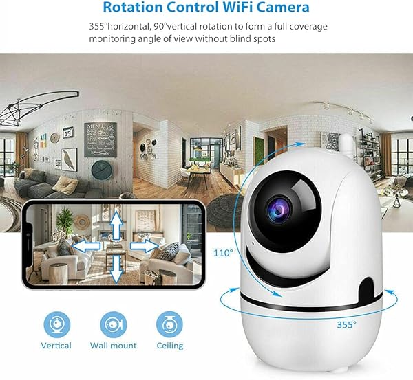 podofo Telecamera Wi Fi Interno Senza Fili 720P Telecamere Videosorveglianza Visione Notturna Rilevamento del Movimento Audio Bidirezionale Rotazione ad Monitoraggio Remoto per CatCaneTata