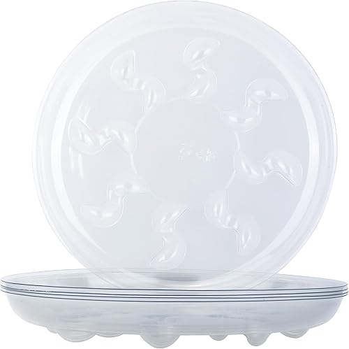 Paquete de 5 bandejas de plástico transparente resistente para macetas, atrapador de agua de placas, protector de piso, Platón de planta de flor (12