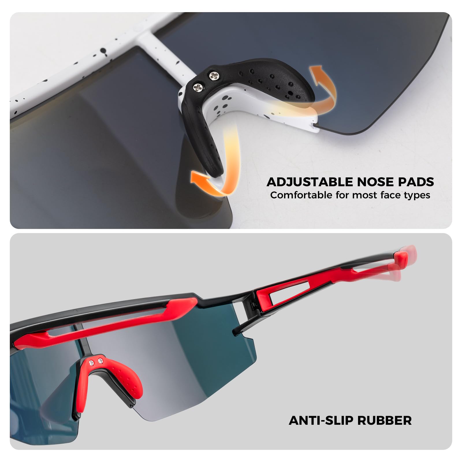 ROCKBROS Occhiali da Sole Ciclismo Bambini, Occhiali Polarizzati per Bici MTB, Protezione UV400, Montatura TR90, Adatto per Sportivi Running Escursione, Ragazzi e Ragazze