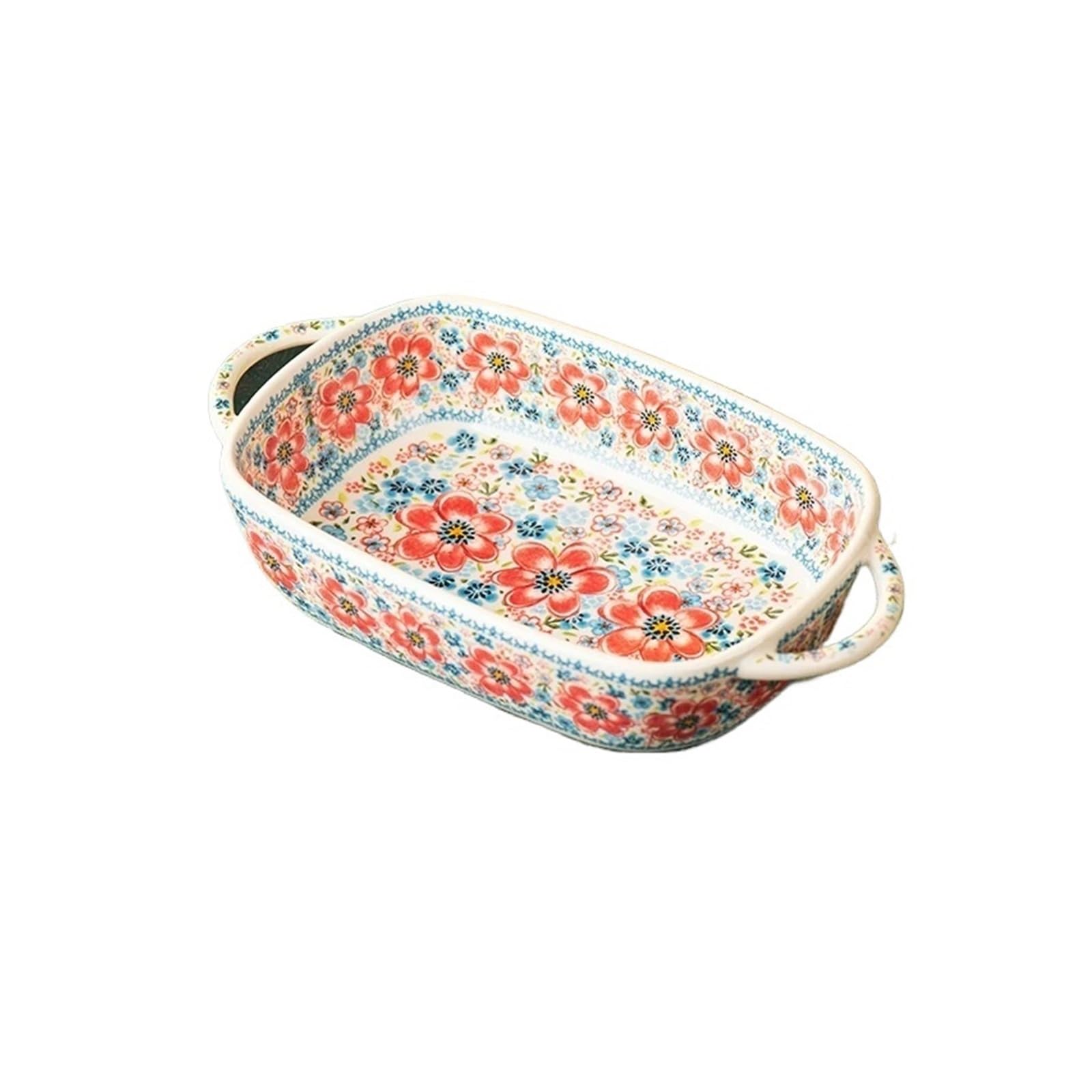 Dh2yjnbf3 Baking Dish Rectangular Ceramic Baking Dish With Floral Design Casserole Dish for Oven(Small)