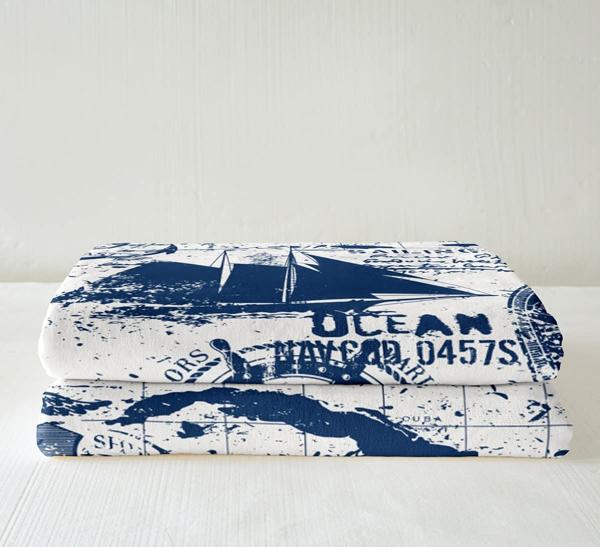 Homemissing Coperta in pile per bambini, con stampa timone e sherpa, per camera da letto, decorazione nautica a tema peluche coperta mare avventura blu sfocato coperta regina 200 x 200 cm