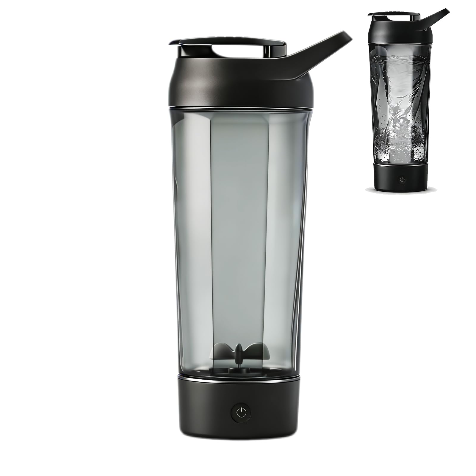 Whirlpower - Botella mezcladora eléctrica, 34 onzas para mezclas de proteínas, sin BPA, vaso mezclador portátil, vasos recargables y batidos de reemplazo de comidas (negro)