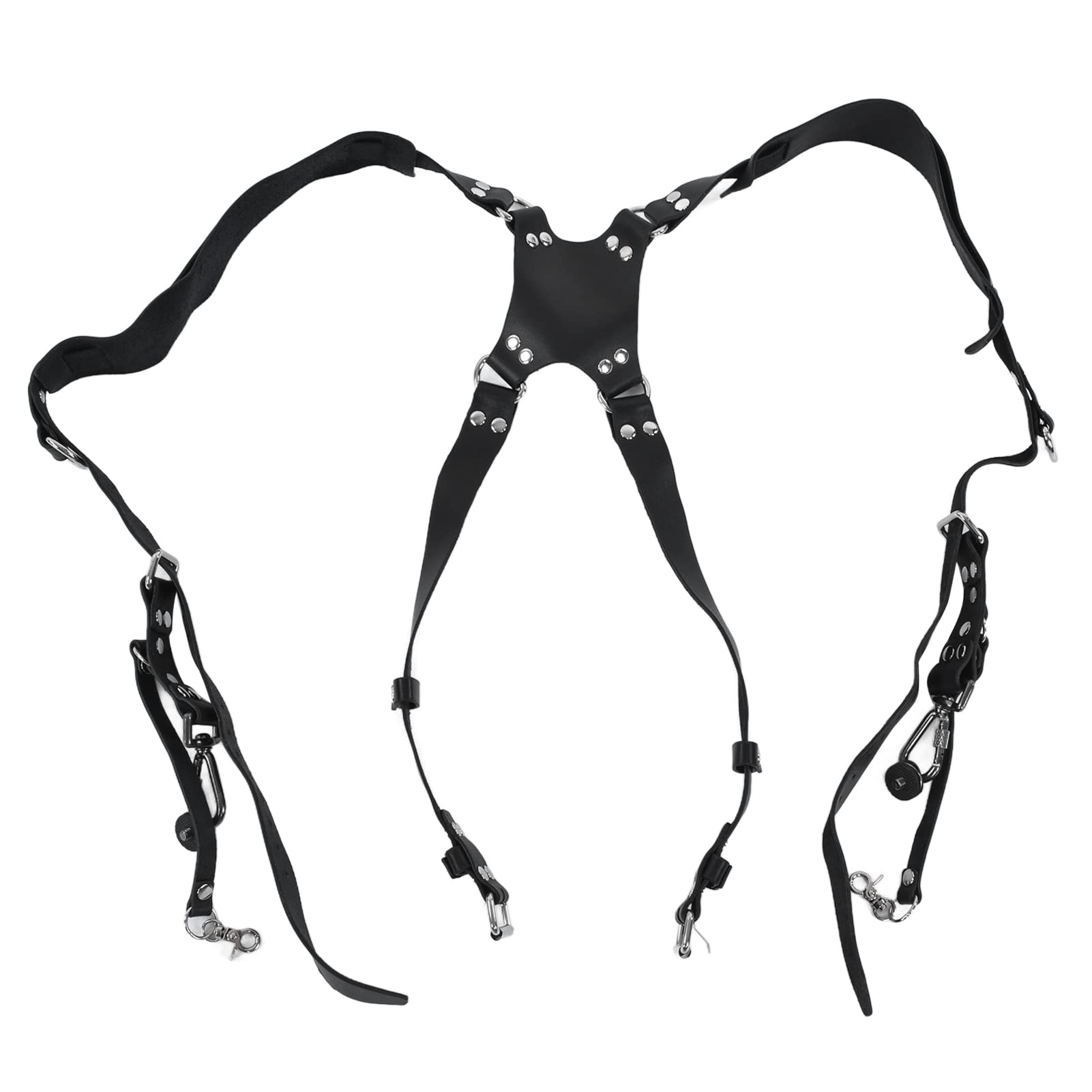 Correa para Cámara Arnés de Cuero PU de Doble Hombro para Accesorios de Fotografía Al Aire Libre, Cómodo, Duradero, Adecuado para Cámaras SLR, 1 Unidad