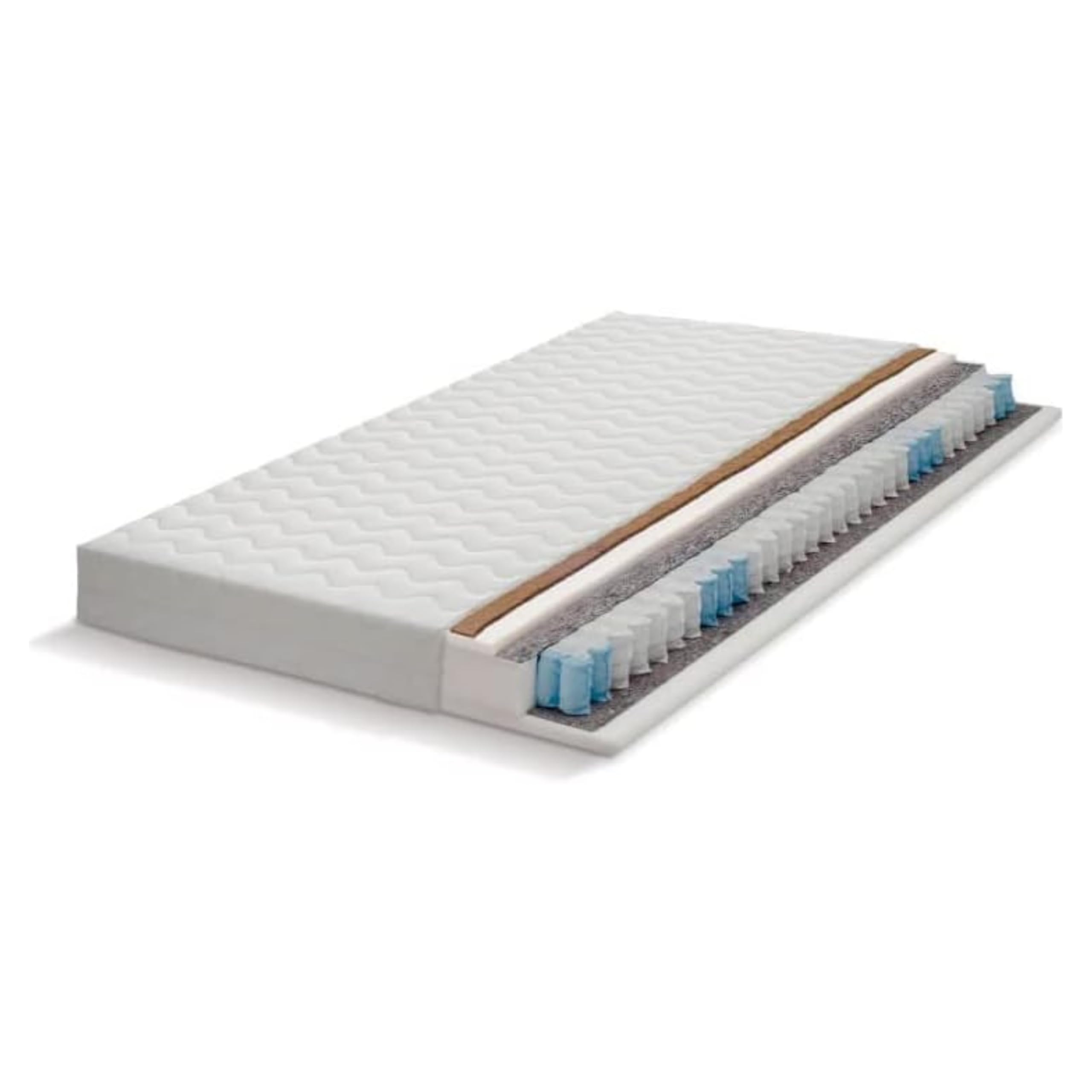 Hellios II - Chambre à Coucher Adulte Complète Avec lit 160x200 Avec Matelas, 2 Tables De Chevet, Armoire Avec Portes Coulissantes L:183 x H:218 x P:61 cm, Fancy - Blanc/Kathult+Gris