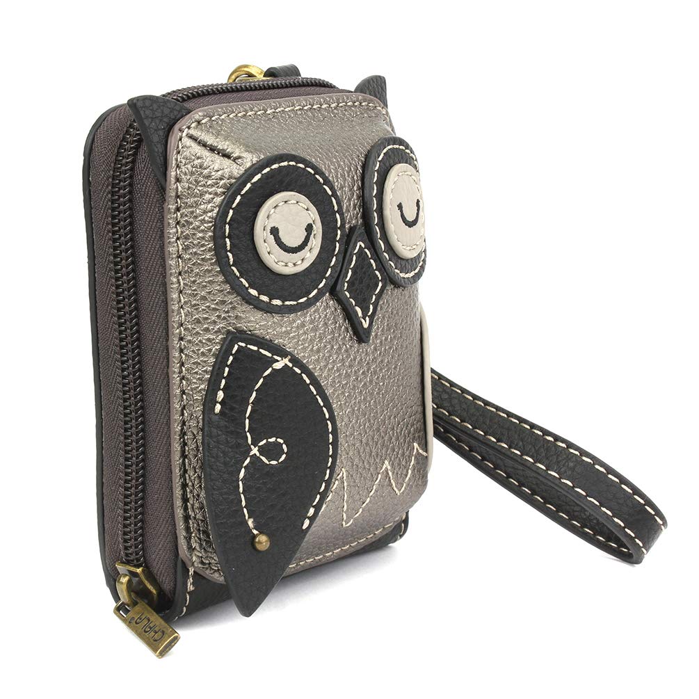 CHALA RFID Cute-C Credit Card Holder Wallet Wristlet - Women Faux Leather Cute-C with Strap - Owl