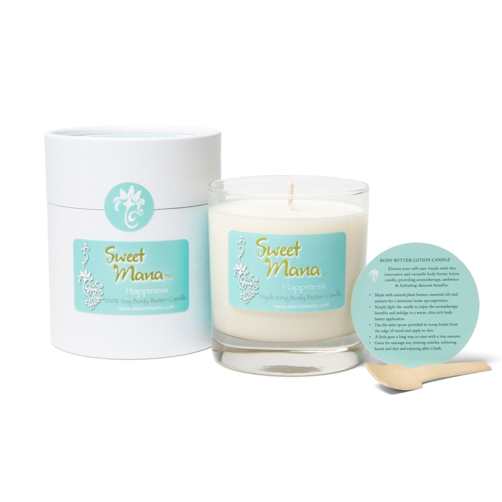 Happiness Lotion Candle | Gardenia, Pineapple & Coconut Water | Luxury Soy Candle | Aromatherapy Massage Candle | Ultra Moisturing Body Butter | Hand Poured in USA | 9 oz. | Sweet Mana