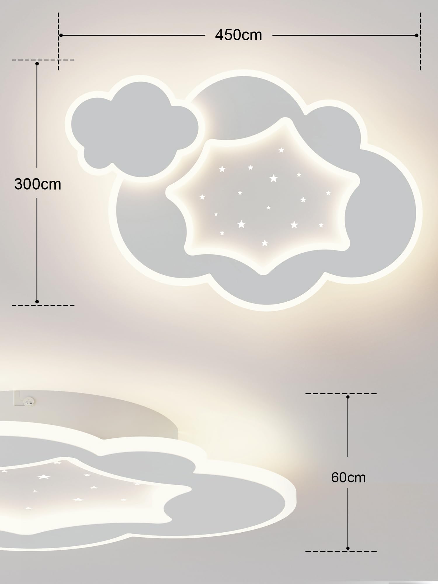 ZEKEI Lámpara Techo Infantil con Mando a Distancia，Lámpara Habitación Techo con Luz Regulable de 3000k-6000k y Brillo Ajustable para Dormitorio y Habitación Infantil，45 cm con Luz Nocturna