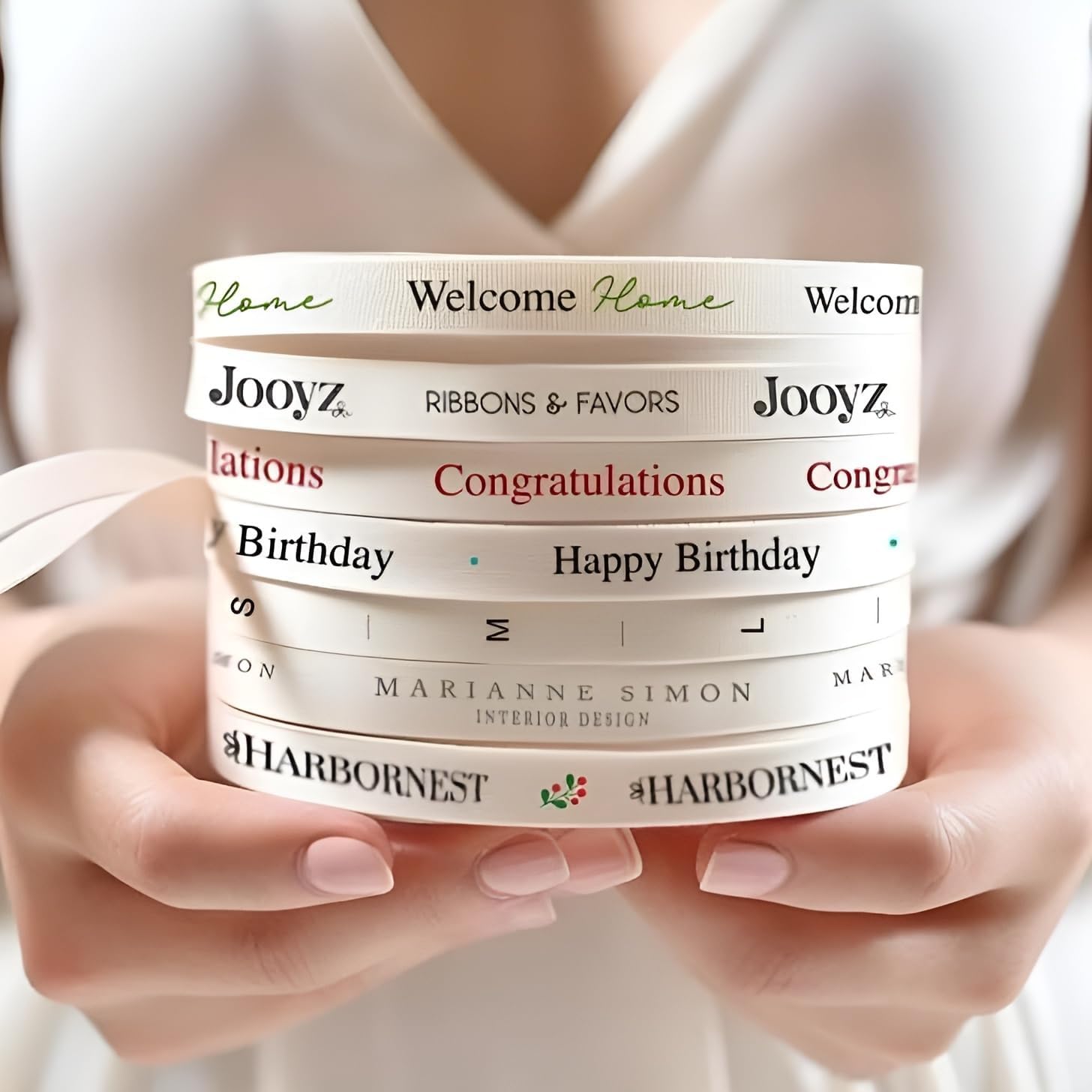 100 Yards Personalized Business Ribbon, 10-76mm Customized Printed Cotton Tape with Name, Text, Brand Logo Custom Eco Friendly Ribbon, Corporate Gifts, Custom Sewing Labels for Clothing