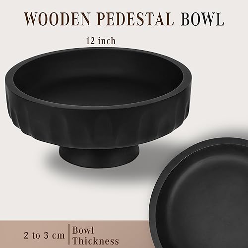 Miniatura 3 de URBANHUT Frutero de madera, cuencos rústicos decorativos para cenas finas, decoración de mesa, mesa de comedor y centro de mesa de cocina para