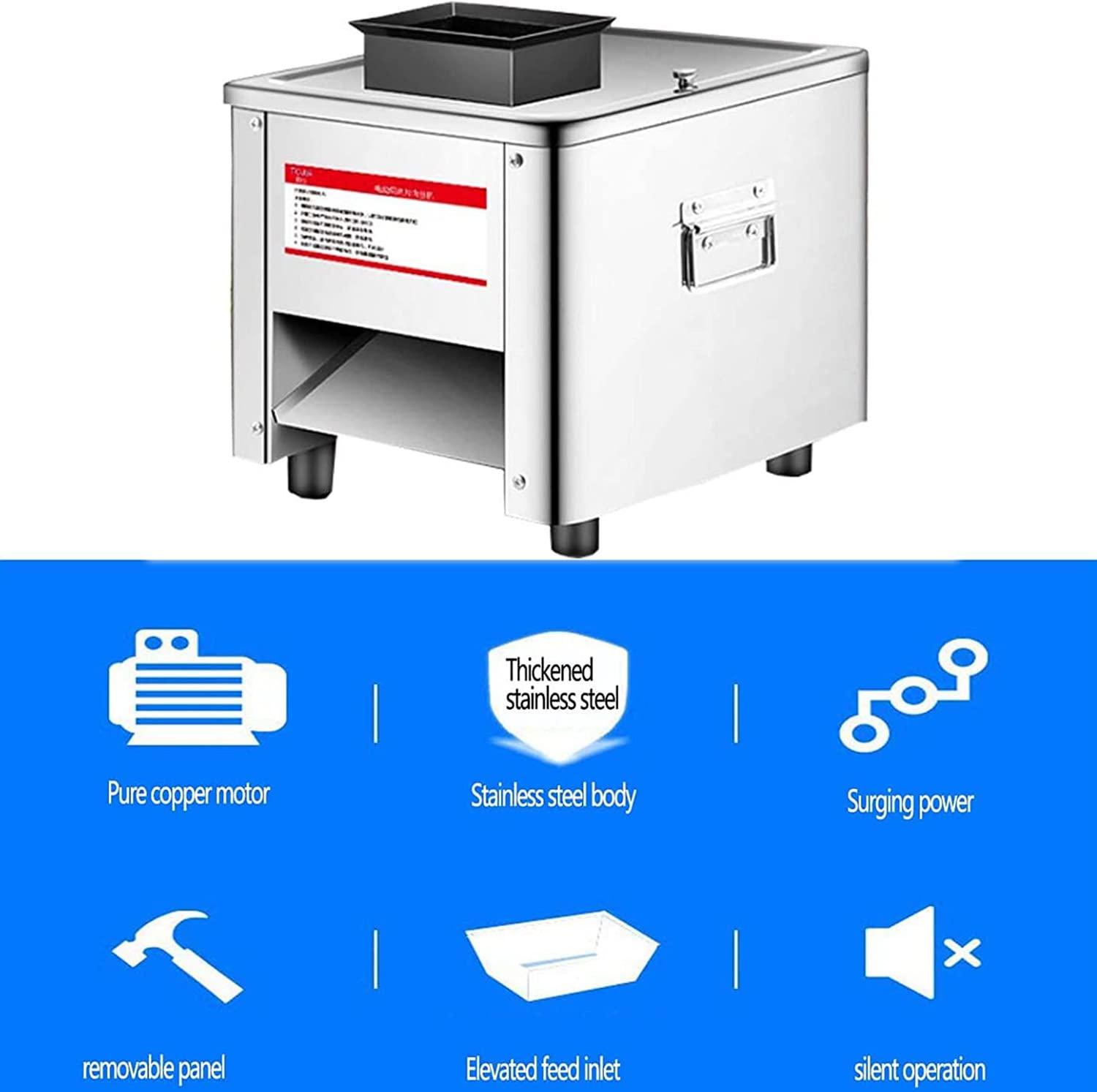 Maszynka do mięsa 850 W, 3 w 1 (krojenie + rozdrabnianie + kostka) komercyjna maszynka do mięsa, elektryczna maszynka do mięsa, z ostrzem o długości 85 mm, kurczaka, wołowiny, jagnięciny, warzyw, 15