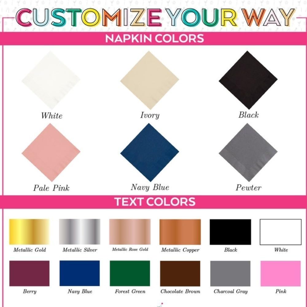 Lot de 100 serviettes de table jetables pour cocktail de mariage avec image
