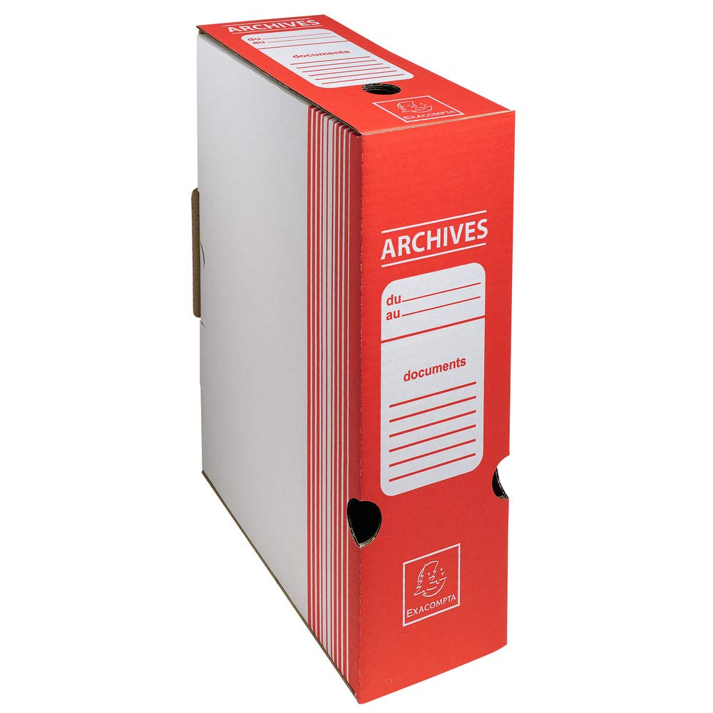 Exacompta 50 Scatole Archivio Kraft Rosso A4 Dorso 80 mm Consegnate Piatte