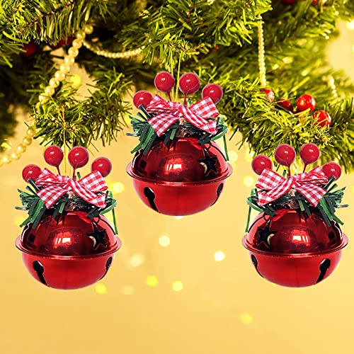 18Pcs -2" Red Christmas Bell Ornaments, Christmas Tree Bell Pendants, Handmade Bell Doorbells, Suitable For Christmas Tree Decoration And Garland Decoration(2"-Red 18 Pcs) #TOP2